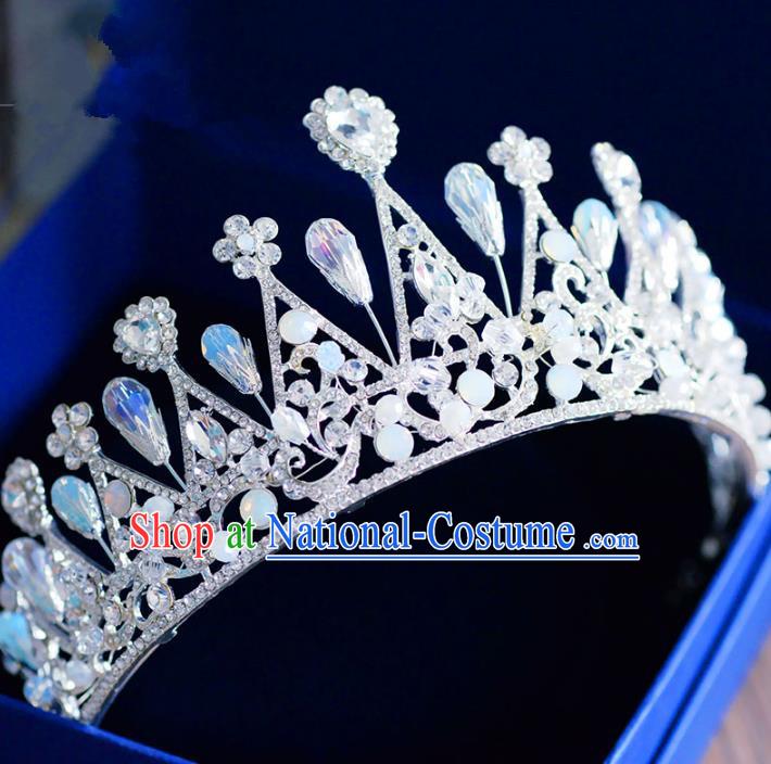 Top Grade Handmade Baroque Crystal Royal Crown Bride Zircon Hair Imperial Crown for Women