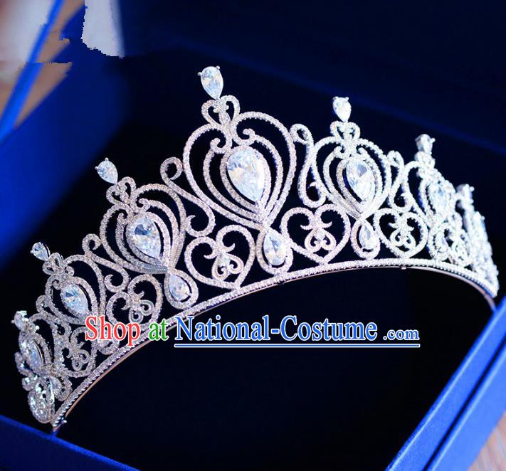 Top Grade Handmade Baroque Princess Zircon Royal Crown Hair Imperial Crown for Women