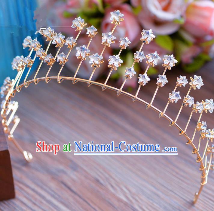 Top Grade Handmade Baroque Princess Crystal Stars Royal Crown Hair Imperial Crown for Women