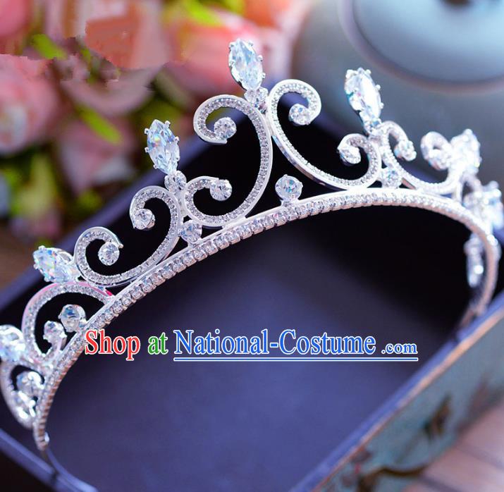 Top Grade Handmade Baroque Crystal Royal Crown Bride Zircon Hair Imperial Crown for Women