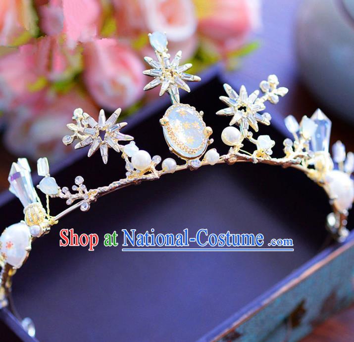 Handmade Hair Jewelry Accessories Baroque Royal Crown Crystal Pearls Imperial Crown for Women