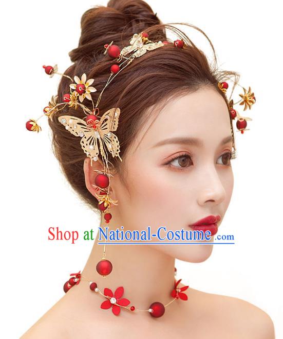 Top Grade Handmade Jewelry Accessories Chinese Ancient Bride Butterfly Hair Clasp for Women