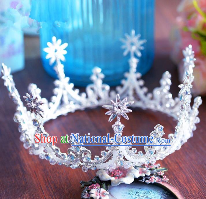 Handmade Hair Jewelry Accessories Baroque Royal Crown Bride Crystal Round Imperial Crown for Women