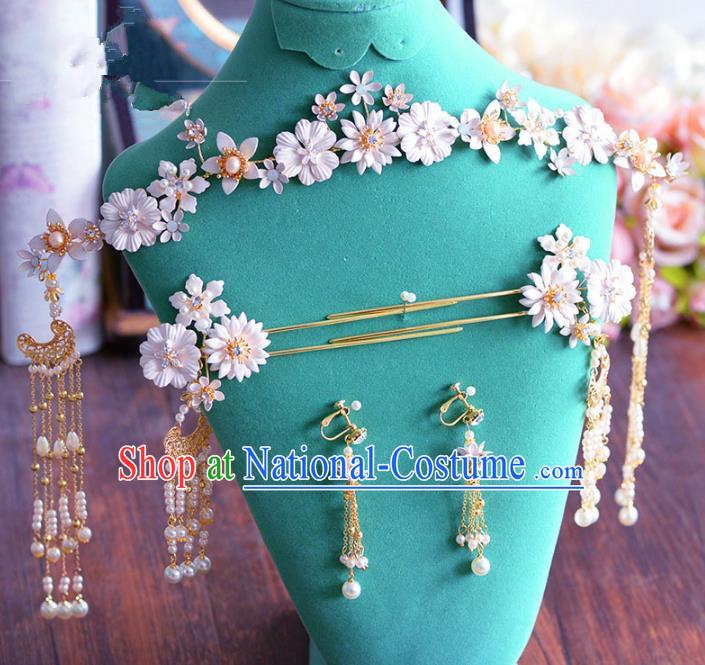 Chinese Ancient Handmade Palace Hair Accessories Flowers Hair Clasp Traditional Hairpins Complete Set for Women