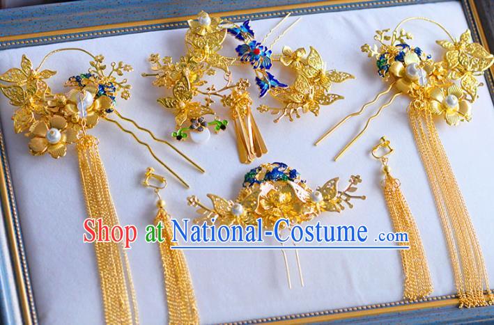 Ancient Chinese Handmade Traditional Hair Accessories Hairpins Blueing Lotus Hair Clips for Women