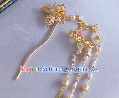 Ancient Chinese Handmade Hair Accessories Xiuhe Suit Hair Clip Golden Phoenix Hairpins for Women