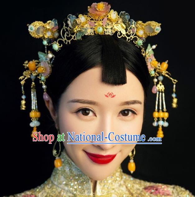 Ancient Chinese Handmade Classical Hair Accessories Hair Clips Xiuhe Suit Hairpins Complete Set for Women