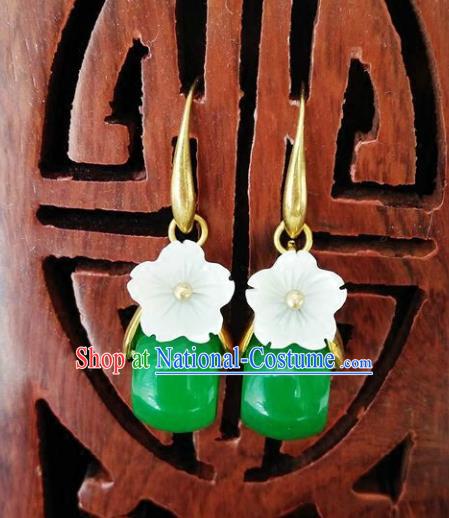 Chinese Handmade Accessories Hanfu Jadeite Eardrop Ancient Earrings for Women