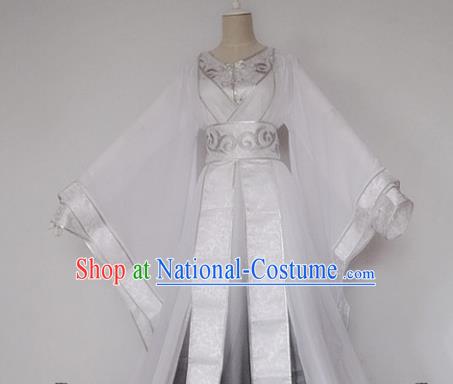 Chinese Han Dynasty White Hanfu Dress Ancient Fairy Traditional Costume for Women