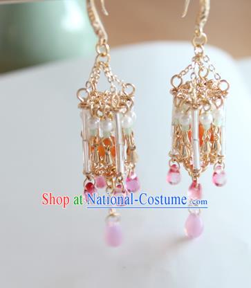 Chinese Ancient Handmade Palace Lantern Earrings Accessories Hanfu Eardrop for Women