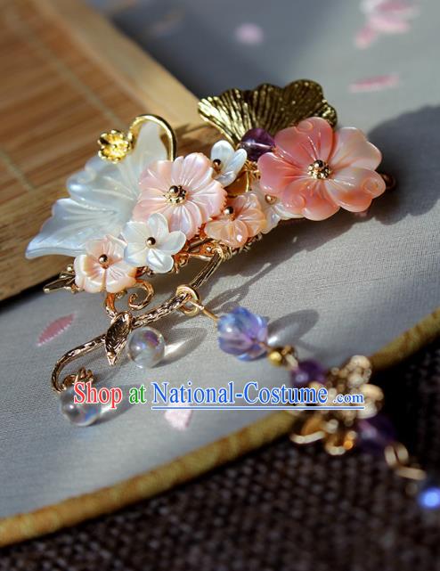 Chinese Ancient Handmade Hair Stick Classical Hair Accessories Hanfu Shell Butterfly Hairpins for Women