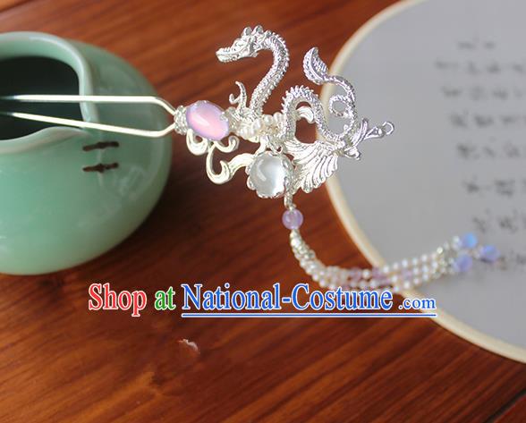 Chinese Ancient Handmade Classical Dragon Hair Clip Hair Accessories Hanfu Hairpins for Women