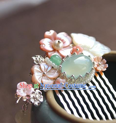 Chinese Ancient Handmade Shell Butterfly Hair Comb Classical Hair Accessories Hanfu Hairpins for Women