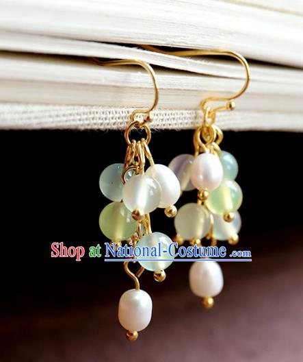 Chinese Ancient Handmade Classical Accessories Hanfu Beads Tassel Earrings for Women