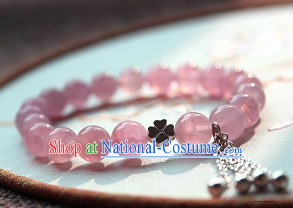 Chinese Ancient Handmade Classical Accessories Hanfu Rose Crystal Bracelets for Women