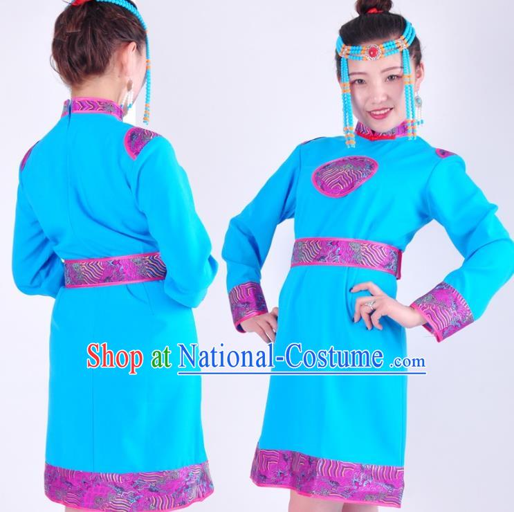 Traditional Chinese Mongol Nationality Dancing Costume Mongols Female Folk Dance Headwear Mongolian Minority Embroidery Costume