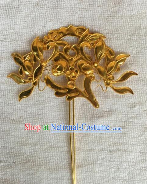 Traditional Chinese Miao Nationality Golden Hairpins Hair Accessories for Women