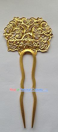 Traditional Chinese Miao Nationality Wedding Golden Hair Clip Hairpins Hair Accessories for Women