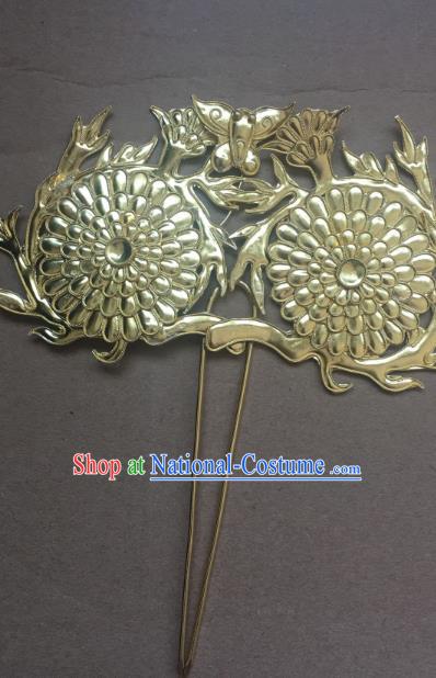 Traditional Chinese Miao Nationality Hair Accessories Palace Golden Hairpins for Women