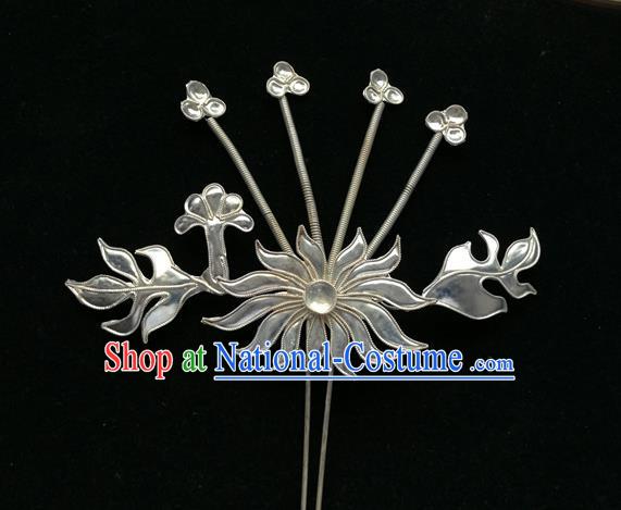 Traditional Chinese Miao Nationality Hair Accessories Chrysanthemum Hairpins for Women