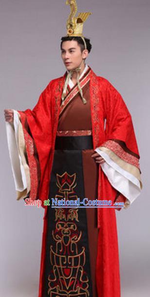 Traditional Chinese Ancient Emperor Costume Qin Dynasty Imperial Emperor Hanfu Dragon Robe for Men