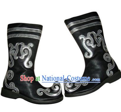 Chinese Traditional Uyghur Dance Shoes, Uigurian Minority Folk Dance Boots for Men