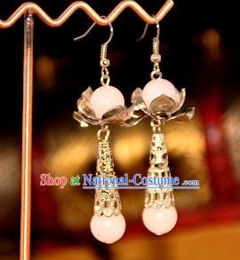 Chinese Traditional Ancient Earrings Accessories Hanfu Pink Eardrop for Women