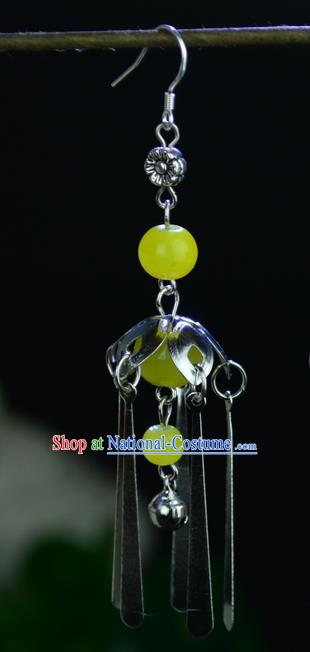 Chinese Traditional Ancient Earrings Accessories Hanfu Yellow Beads Eardrop for Women