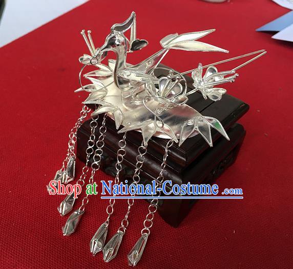 Chinese Traditional Ancient Queen Phoenix Tassel Step Shake Hairpins Hair Accessories for Women