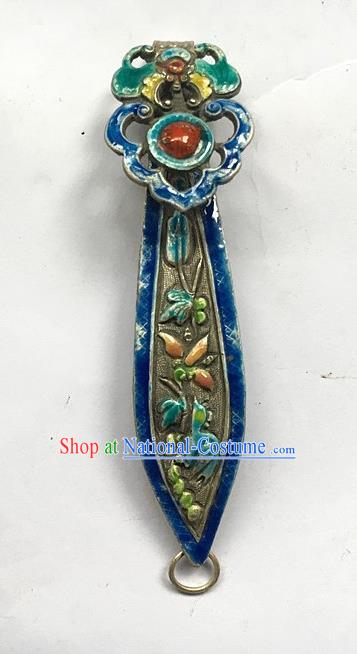 Chinese Traditional Ancient Blueing Anaglyph Hair Clip Hanfu Hairpins Hair Accessories for Women