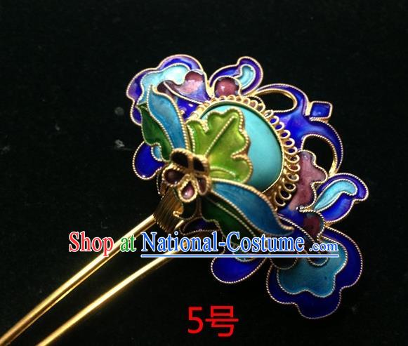 Chinese Traditional Ancient Cloisonne Lotus Hairpins Hair Accessories Hair Clip for Women