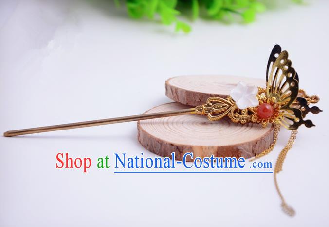 Chinese Traditional Hair Accessories Ancient Bride Hairpins Butterfly Tassel Hair Clip for Women