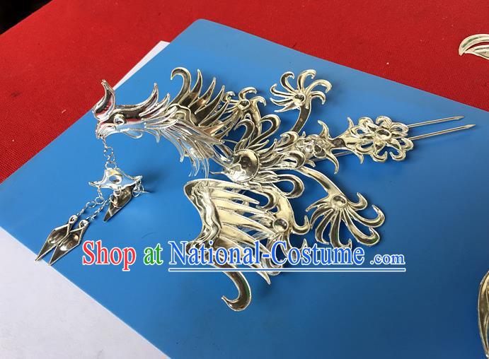 Chinese Traditional Ancient Bride Frontlet Phoenix Hair Clip Hanfu Hairpins Hair Accessories for Women