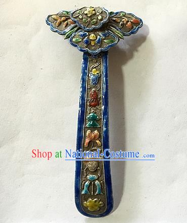 Chinese Traditional Ancient Enamel Hairpins Hair Accessories Blueing Hair Clip for Women