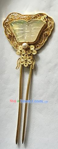 Chinese Traditional Ancient Jade Hairpins Hair Accessories Butterfly Hair Clip for Women