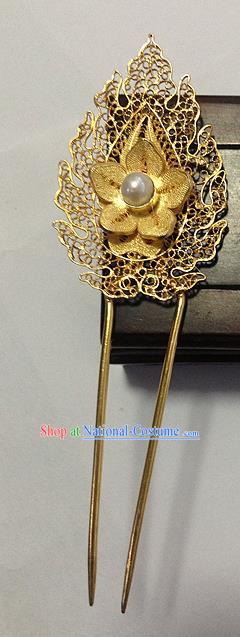 Chinese Traditional Ancient Golden Flower Hairpins Hair Accessories Hair Clip for Women