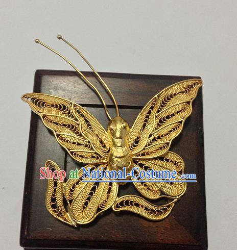 Handmade Chinese Ancient Golden Butterfly Brooch for Women