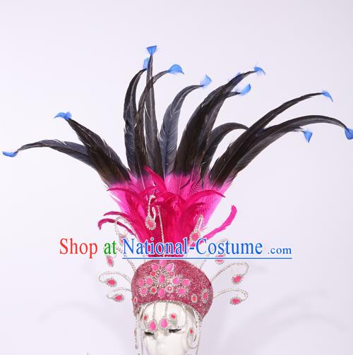 Top Grade Stage Performance Clothing Models Show Brazilian Rio Carnival Samba Feather Headwear for Women