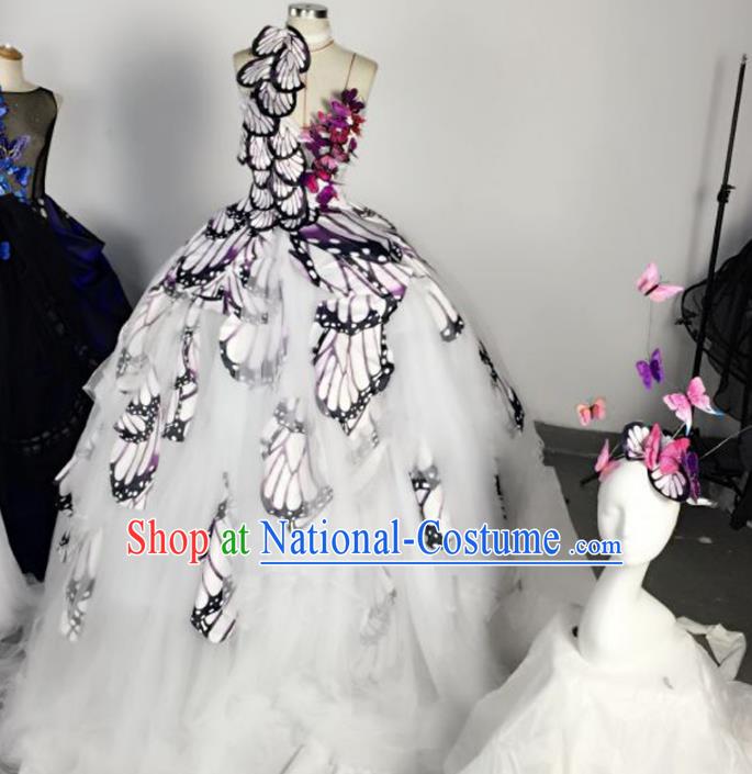 Top Grade Models Show Costume Stage Performance Catwalks Butterfly Wings Full Dress for Women