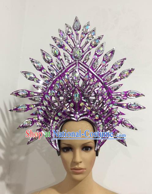 Brazilian Samba Dance Queen Purple Hair Accessories Rio Carnival Roman Deluxe Headwear for Women