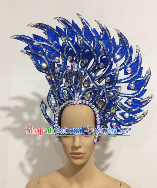 Brazilian Samba Dance Blue Hair Accessories Rio Carnival Roman Deluxe Headwear for Women