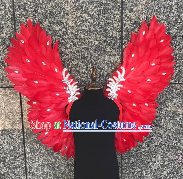 Top Grade Samba Dance Props Brazilian Carnival Catwalks Red Butterfly Feather Wings for Kids