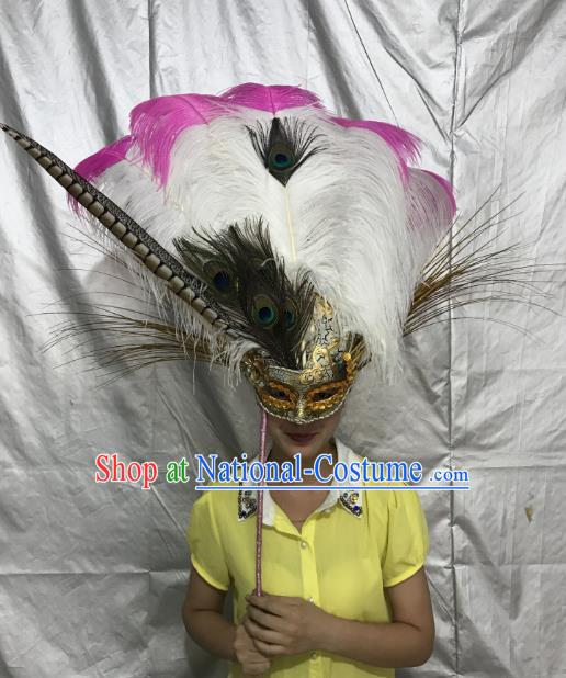 Top Grade Stage Performance Brazilian Carnival Feather Wings Miami Feathers Deluxe Wings Headwear Mask for Women