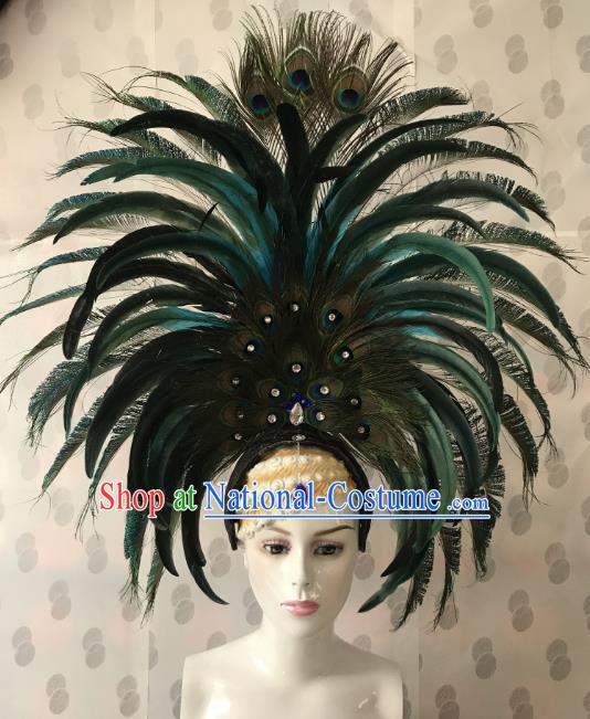 Brazilian Rio De Janeiro Carnival Feather Hair Accessories Samba Victorian Dance Catwalks Headwear for Women