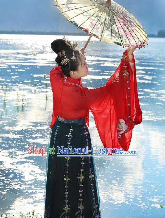 Chinese Ancient Palace Lady Hanfu Han Dynasty Imperial Concubine Queen Embroidered Historical Costumes