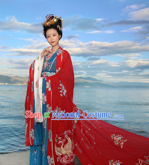 Chinese Ancient Palace Lady Hanfu Han Dynasty Imperial Concubine Queen Embroidered Historical Costumes