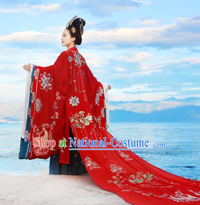 Chinese Ancient Palace Lady Hanfu Han Dynasty Imperial Concubine Queen Embroidered Historical Costumes