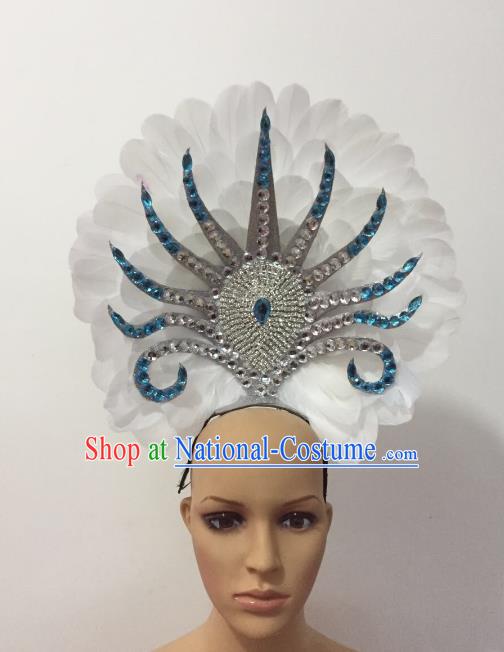 Handmade Samba Dance Hair Accessories Brazilian Rio Carnival Feather Headdress for Women