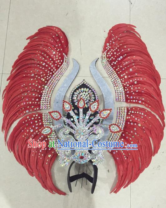 Top Grade Stage Performance Brazilian Carnival Feather Wings Miami Feathers Deluxe Wings Headwear Mask for Women