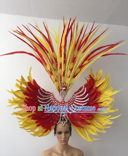 Brazilian Carnival Rio Samba Dance Feather Headdress Miami Catwalks Hair Accessories for Women